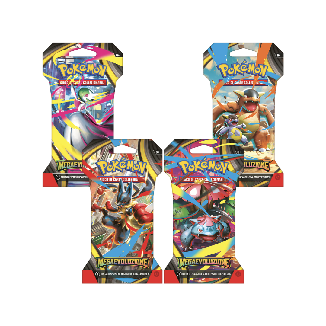 Pokémon – mega evoluzione – busta assortita 10 carte in paper sleeve